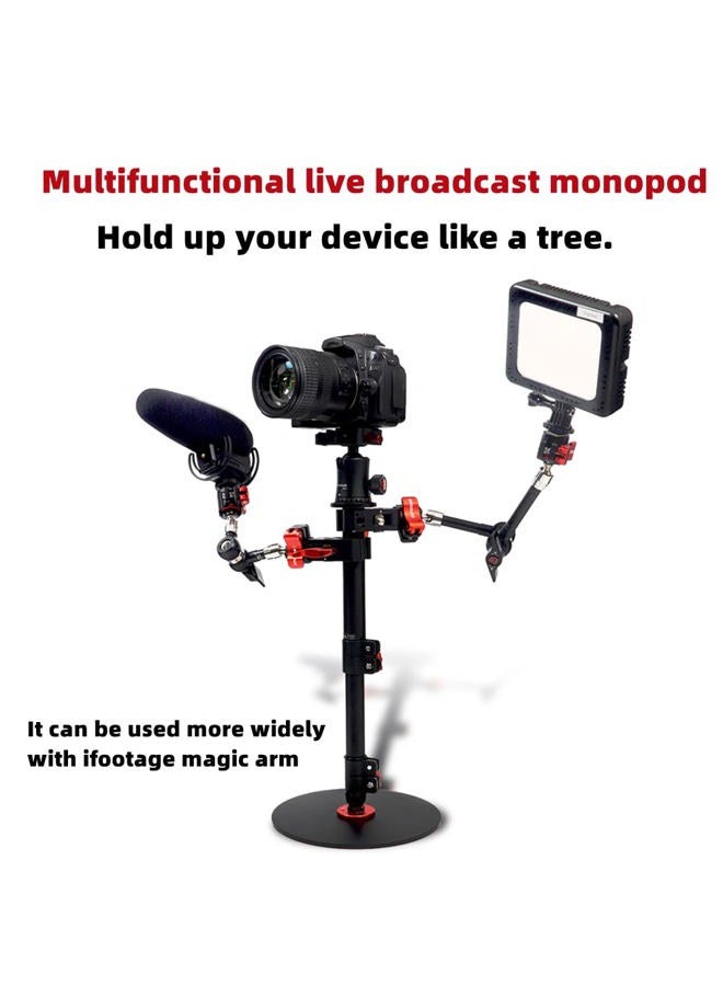 Ifootage  monopod قاعدة دائرية RB-A200، حامل ثلاثي الأبعاد من الألمنيوم بطول 22 بوصة للطاولة، حامل ثلاثي الأبعاد متوافق مع كاميرا DSLR، ضوء، كاميرا ويب للبث المباشر، الفلوج، الحمولة 10 كجم/22 رطل - Image 4