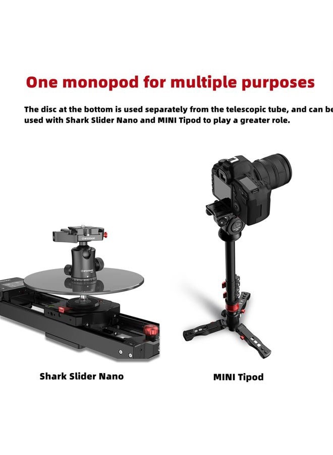 Ifootage  monopod قاعدة دائرية RB-A200، حامل ثلاثي الأبعاد من الألمنيوم بطول 22 بوصة للطاولة، حامل ثلاثي الأبعاد متوافق مع كاميرا DSLR، ضوء، كاميرا ويب للبث المباشر، الفلوج، الحمولة 10 كجم/22 رطل - Image 5