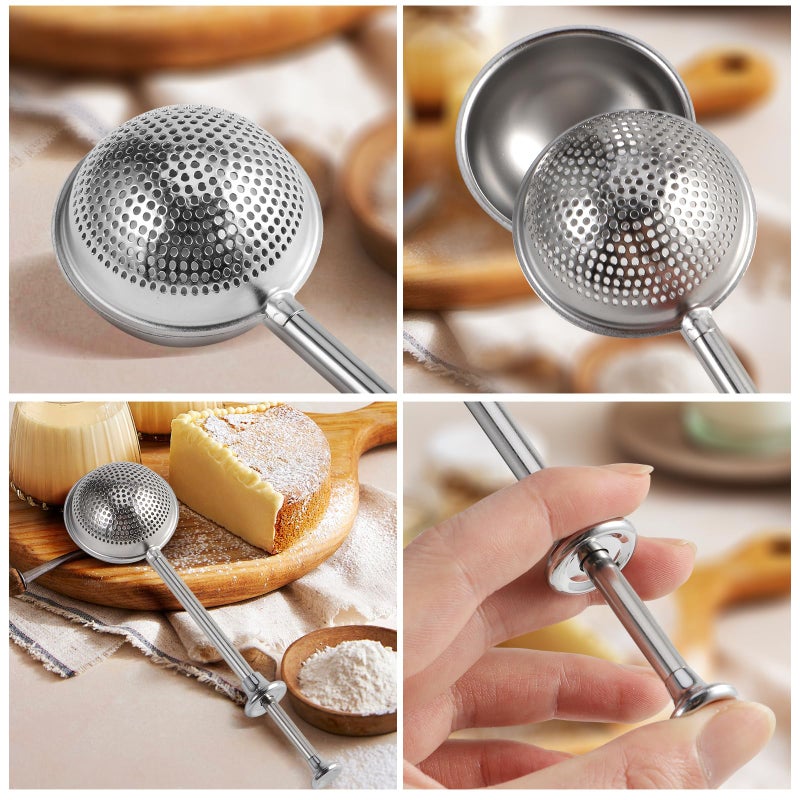 Vriysei Flour Duster for Baking, 1 PCS Flour Sifter for Baking Powdered Sugar Shaker Duster, 304 Stainless Steel Dusting Wand Sprinkler and Toolsï¼ŒSpices and Tea Strainers (1) - Image 4