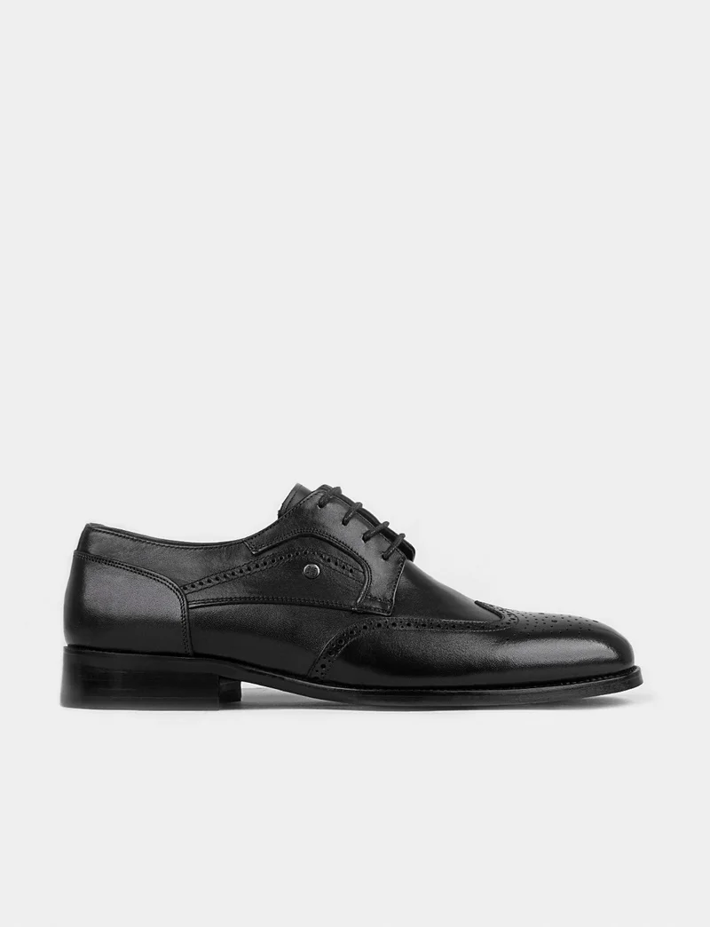 Cabani Leather Black Lace-Up Men's Classic Shoes