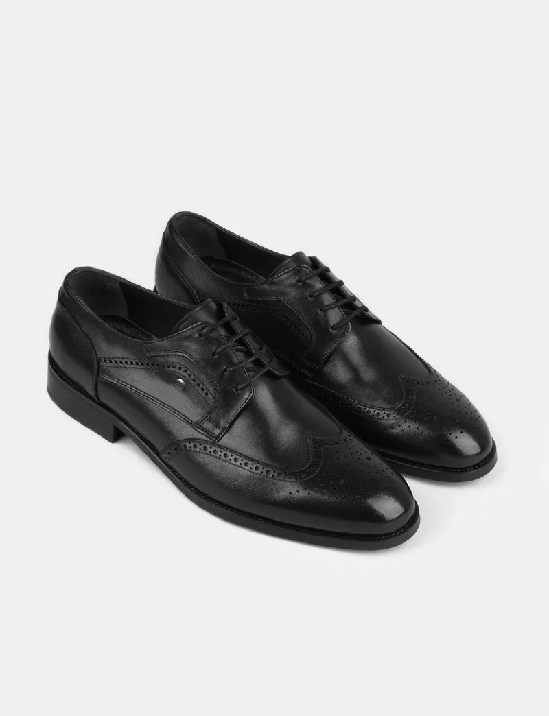 Cabani Leather Black Lace-Up Men's Classic Shoes