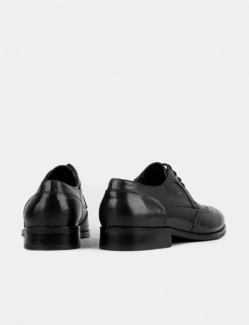 Cabani Leather Black Lace-Up Men's Classic Shoes