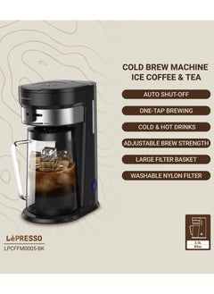 LePRESSO Cold Brew Machine Ice Coffee & Tea Maker 2.5L Pitcher Capacity 750W Coffee Machine/ 900ml Water Tank Capacity / Auto Shut- Off One-Tap Brewing / Cold & Hot Drinks, Adjustable Brew Strength - Black  - Image 2