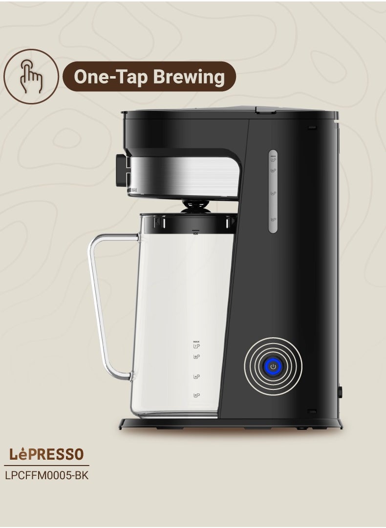LePRESSO - Cold Brew Machine Ice Coffee & Tea Maker 2.5L Pitcher Capacity 750W Coffee Machine/ 900ml Water Tank Capacity / Auto Shut- Off One-Tap Brewing / Cold & Hot Drinks, Adjustable Brew Strength - Black - Image 1