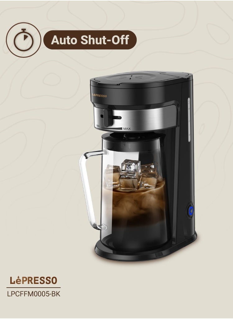 LePRESSO - Cold Brew Machine Ice Coffee & Tea Maker 2.5L Pitcher Capacity 750W Coffee Machine/ 900ml Water Tank Capacity / Auto Shut- Off One-Tap Brewing / Cold & Hot Drinks, Adjustable Brew Strength - Black - Image 1