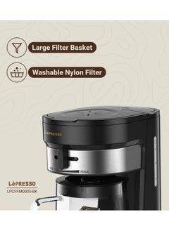 LePRESSO Cold Brew Machine Ice Coffee & Tea Maker 2.5L Pitcher Capacity 750W Coffee Machine/ 900ml Water Tank Capacity / Auto Shut- Off One-Tap Brewing / Cold & Hot Drinks, Adjustable Brew Strength - Black  - Image 5