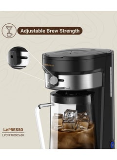 LePRESSO Cold Brew Machine Ice Coffee & Tea Maker 2.5L Pitcher Capacity 750W Coffee Machine/ 900ml Water Tank Capacity / Auto Shut- Off One-Tap Brewing / Cold & Hot Drinks, Adjustable Brew Strength - Black  - Image 4