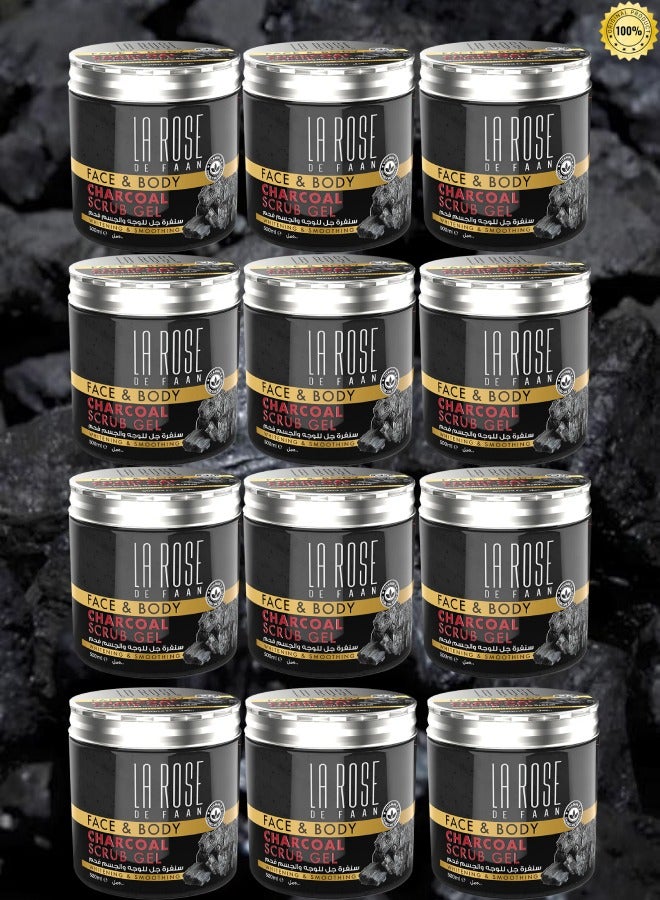 La Rose 12 Pieces De Faan Face And Body Charcoal Scrub Gel 500ml - Image 1
