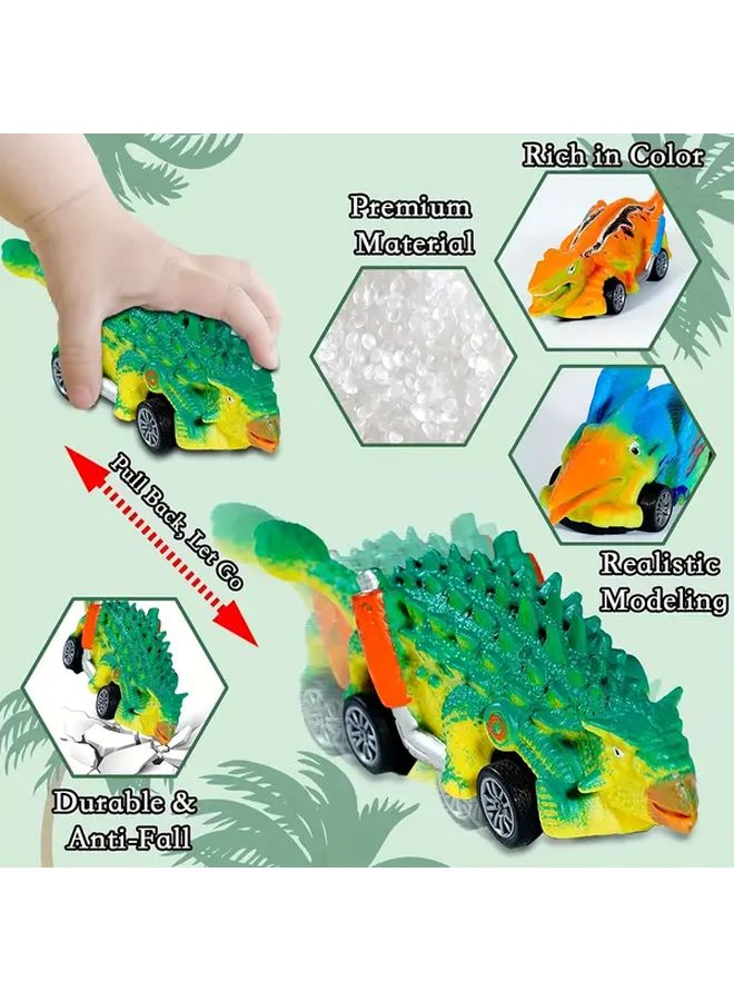 Ankylosaur Dinosaur Pull Back Cars Toy Set For Boys Girls 3 Years Birthday Easter Gifts - Image 4