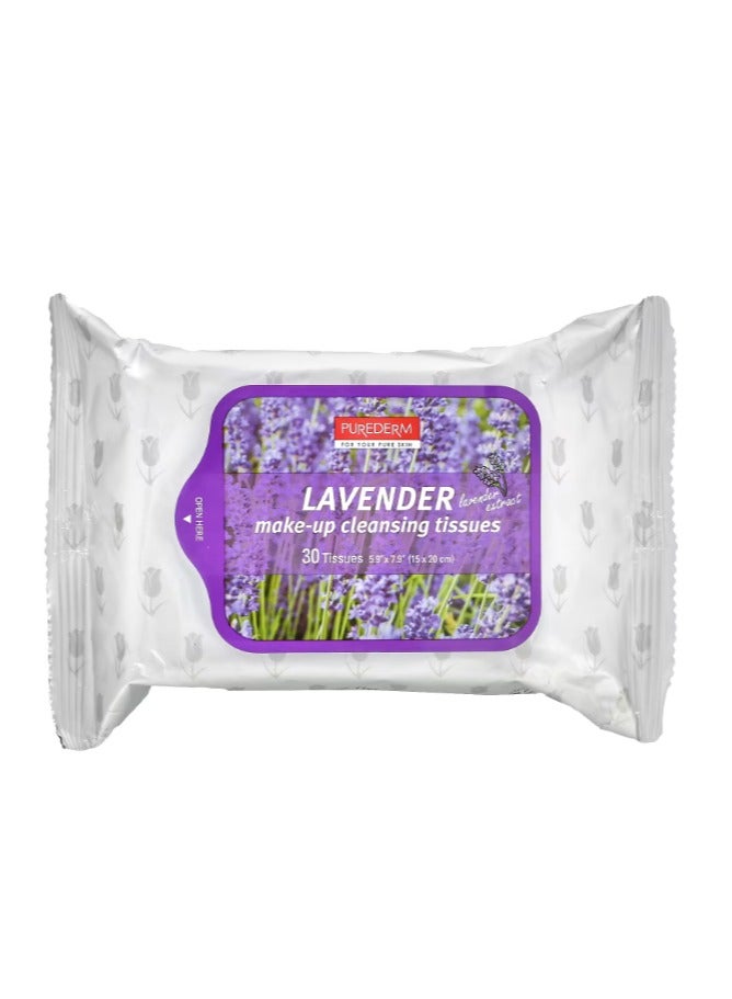 بيور ديرم مناديل تنظيف المكياج برائحة اللافندر - 30 قطعة - Image 1