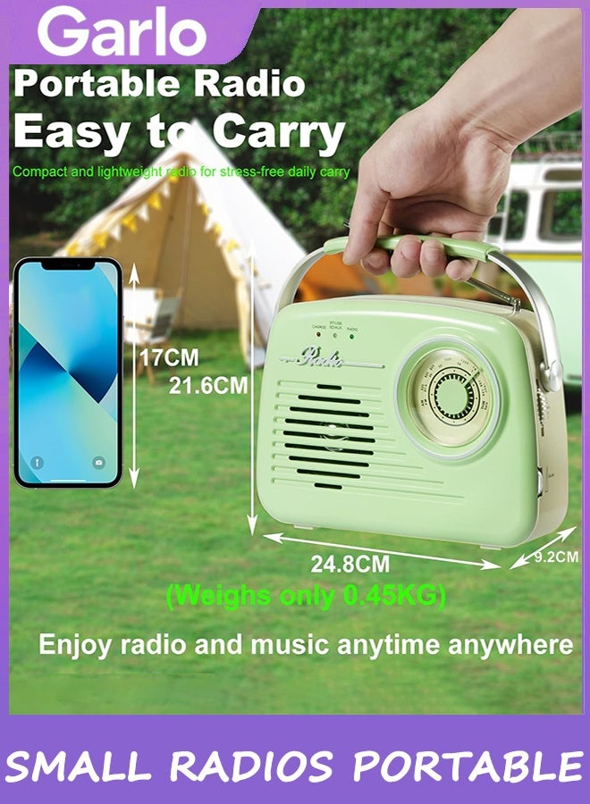 Garlo Small Radios Portable AM FM, Vintage Transistor Radio with Bluetooth, Battery Operated or Plug in Wall Retro Radio for Home/Outdoor, Strong Reception, Large Dial Easy to Use, Christmas Seniors Gifts - Image 3