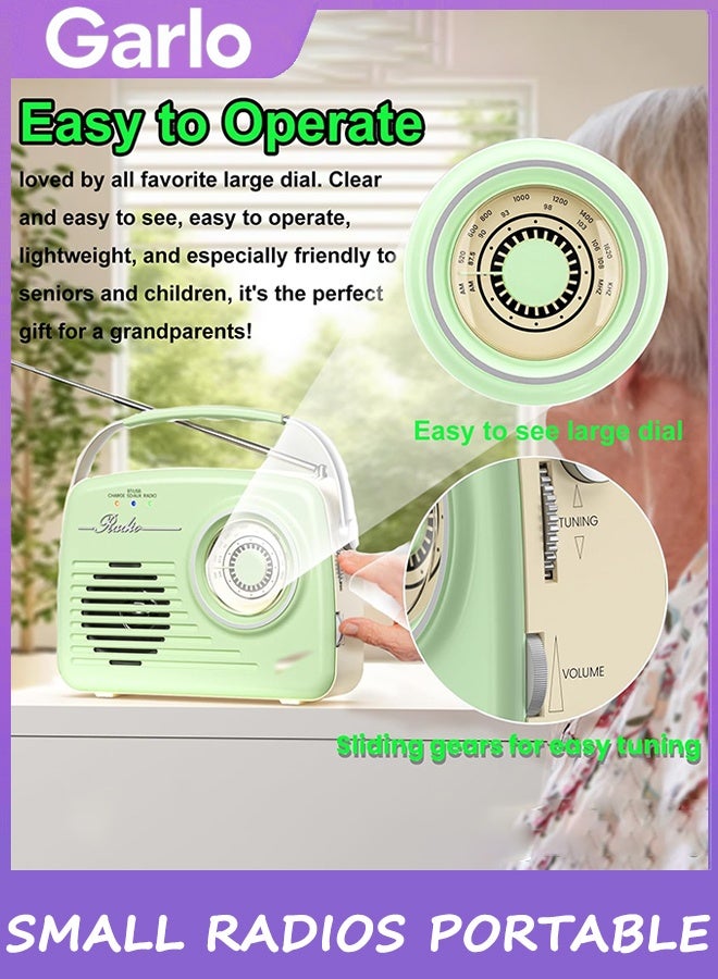 Garlo Small Radios Portable AM FM, Vintage Transistor Radio with Bluetooth, Battery Operated or Plug in Wall Retro Radio for Home/Outdoor, Strong Reception, Large Dial Easy to Use, Christmas Seniors Gifts - Image 4