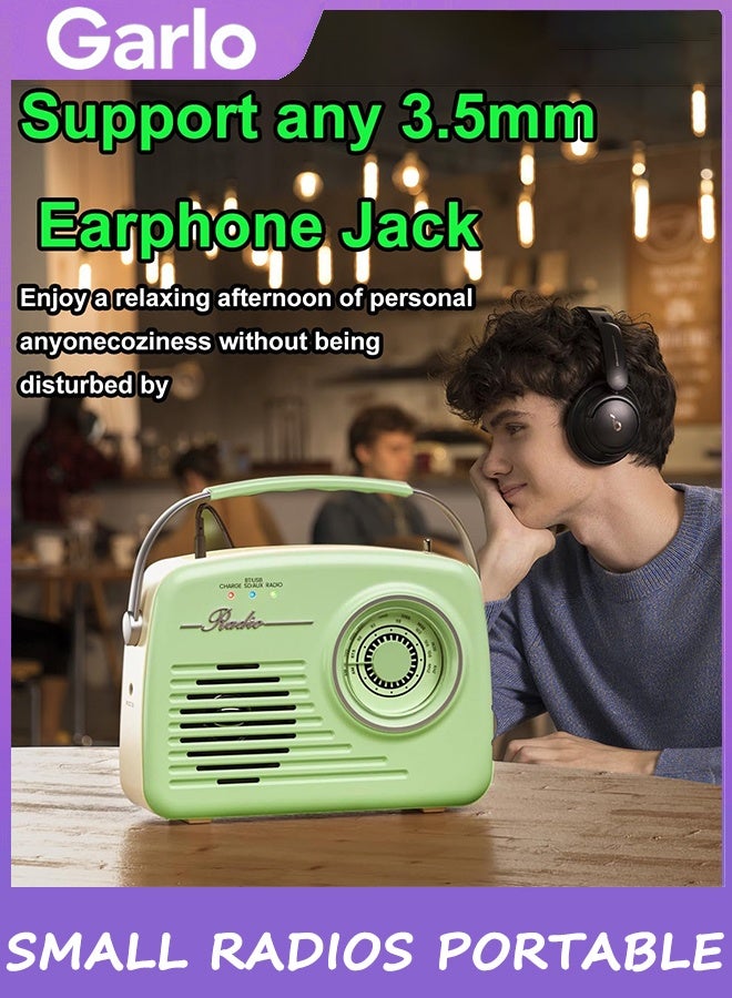 Garlo Small Radios Portable AM FM, Vintage Transistor Radio with Bluetooth, Battery Operated or Plug in Wall Retro Radio for Home/Outdoor, Strong Reception, Large Dial Easy to Use, Christmas Seniors Gifts - Image 2