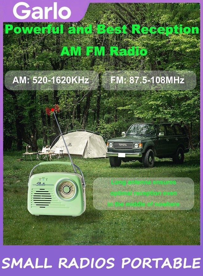 Garlo Small Radios Portable AM FM, Vintage Transistor Radio with Bluetooth, Battery Operated or Plug in Wall Retro Radio for Home/Outdoor, Strong Reception, Large Dial Easy to Use, Christmas Seniors Gifts - Image 5