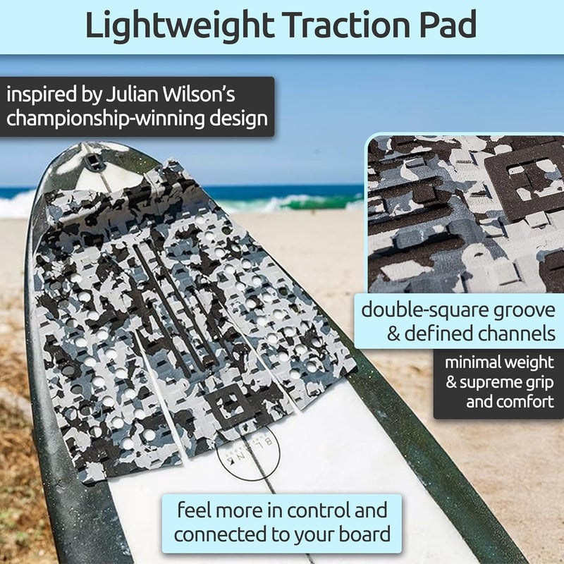 Surf Squared 3-Piece Traction Pad - Arch, Flat, or Front - Maximum Grip, Super Strong 3M Adhesive - Fits All Surfboards: Shortboard, Fish, Longboard, SUP, Skimboard - Stomp or Deck Pad - Image 2