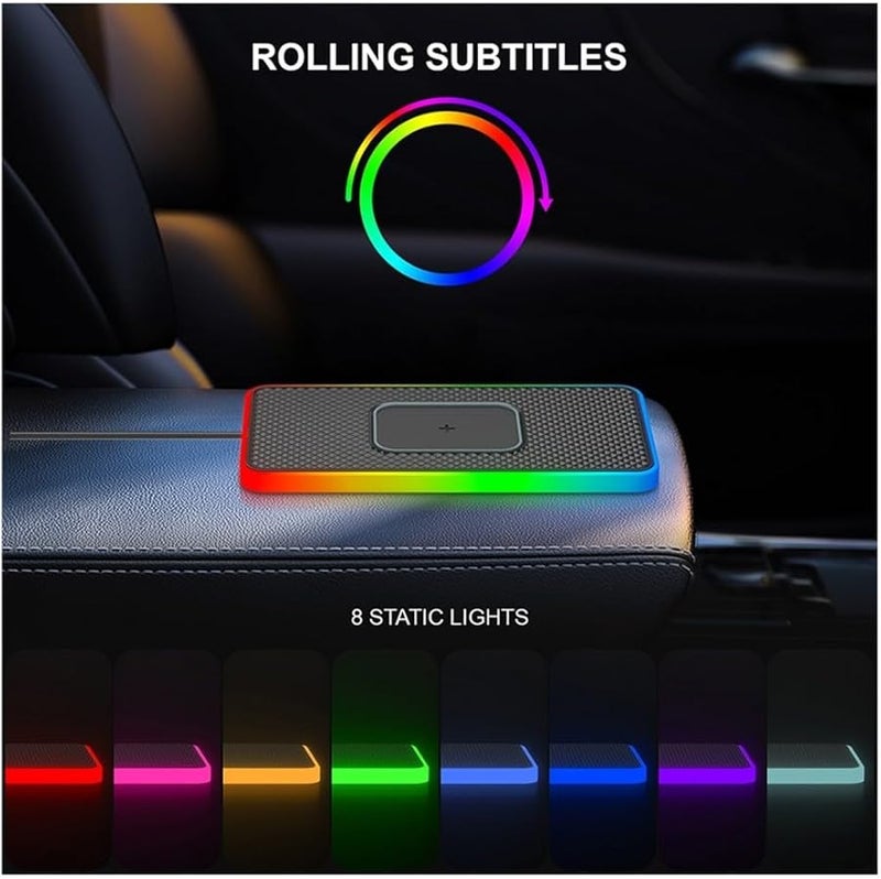 Car Wireless Charger 15W Fast Charging With Anti Slip Silicone Pad Built In LED Indicator 30CM USB Cable - Image 3