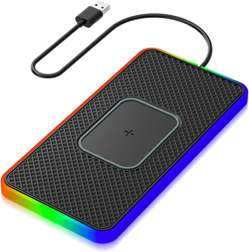Car Wireless Charger 15W Fast Charging With Anti Slip Silicone Pad Built In LED Indicator 30CM USB Cable - Image 2