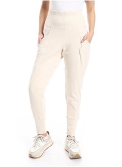 Beige elastic waist trousers - pzsku/ZAD60B3A08122184E74F5Z/45/_/1710105934/7cc3ca87-0373-4e19-a51e-98ff43ea284b