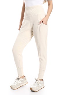 Beige elastic waist trousers - pzsku/ZAD60B3A08122184E74F5Z/45/_/1710105934/992d0eb8-5010-4e4a-9627-84a7f44b3194