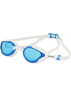 New wave Swim Goggles With Protective Storage Case Anti Fog Lenses Four Nose Bridges For Triathlon & Open Water Swimming (Blue Ice = Clear Blue Lens In White Frame)  - Image 1