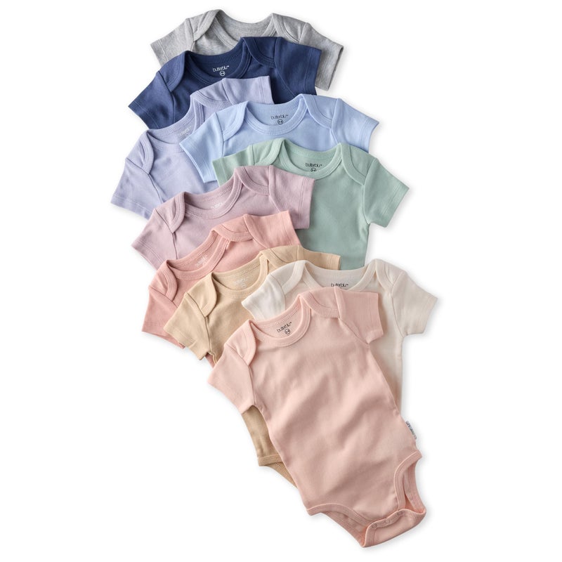 Butterblu Avery 10-Pack Short Sleeve Bodysuitsâ€‹ 100% Organic Cotton for Baby Boysâ€‹ & Girls, Sorbet Frost Rainbow, 6-9 Months - Image 1