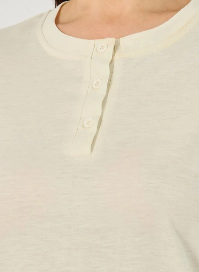 Styli Lettuce Edge Short Sleeve T-Shirt and Pyjama Set