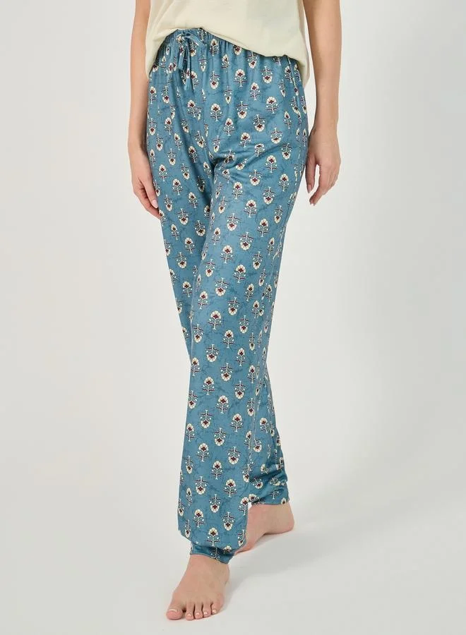 Styli Lettuce Edge Short Sleeve T-Shirt and Pyjama Set