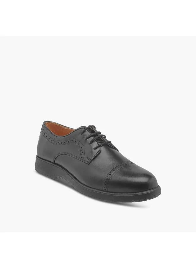 Men's Perforation Detail Lace-Up Derby Shoes