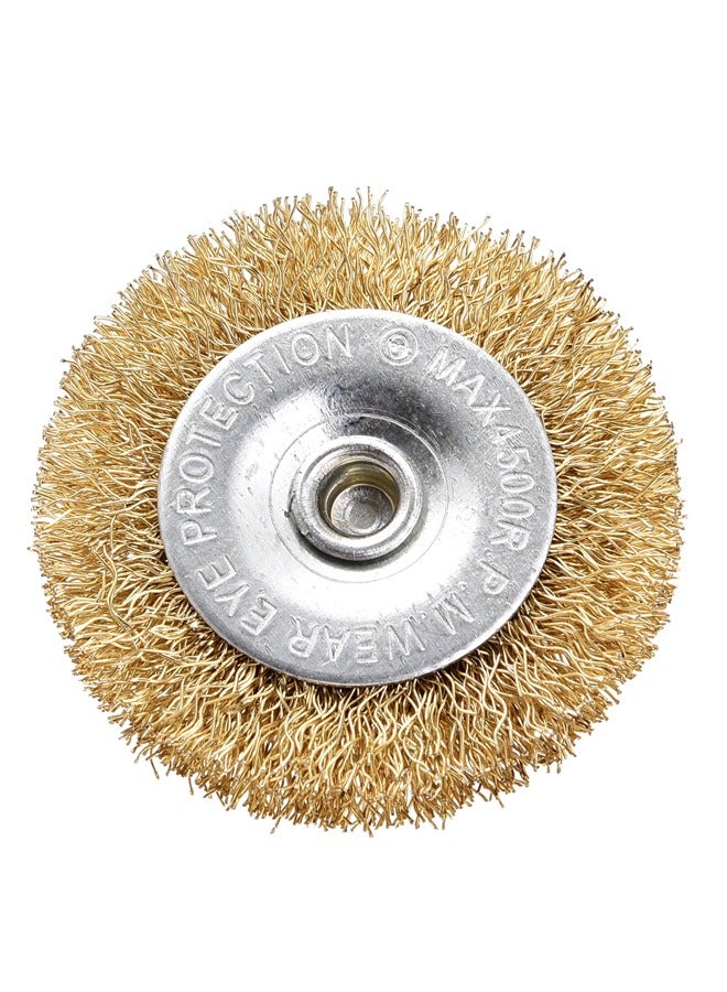 LAWAZIM Flat Wheel Wire Brush -2inch- Heavy-Duty Brass Wire Brush Attachment with Crimped Bristles for Power Tools Ideal for Rust Removal, Metal Cleaning, and Surface Preparation with Maximum 4500 RPM  - Image 4