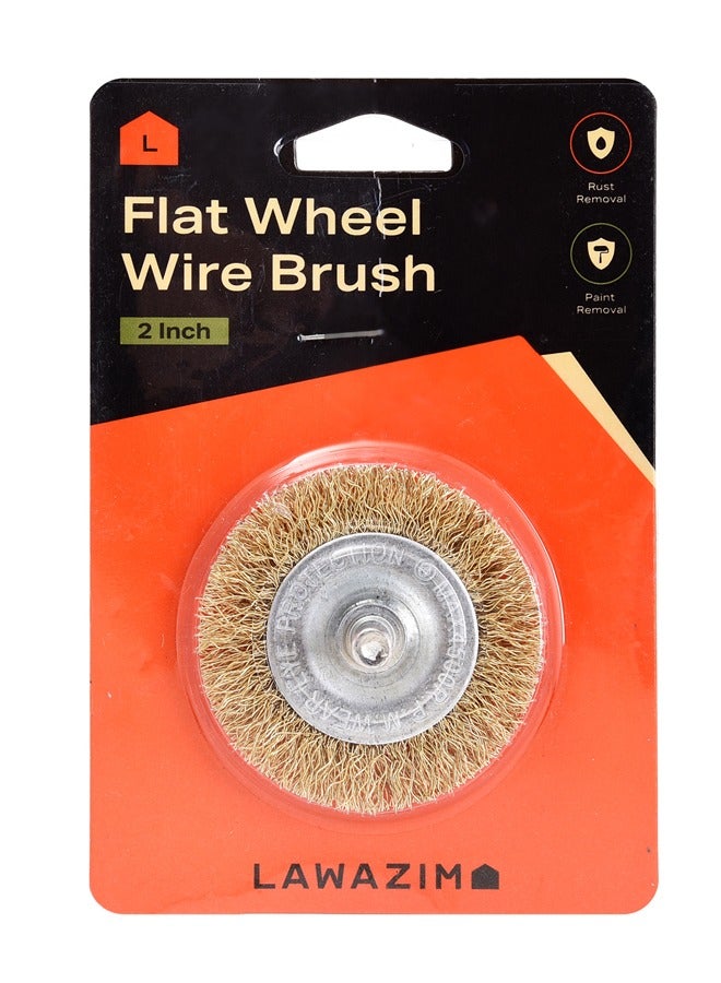 LAWAZIM Flat Wheel Wire Brush -2inch- Heavy-Duty Brass Wire Brush Attachment with Crimped Bristles for Power Tools Ideal for Rust Removal, Metal Cleaning, and Surface Preparation with Maximum 4500 RPM  - Image 5