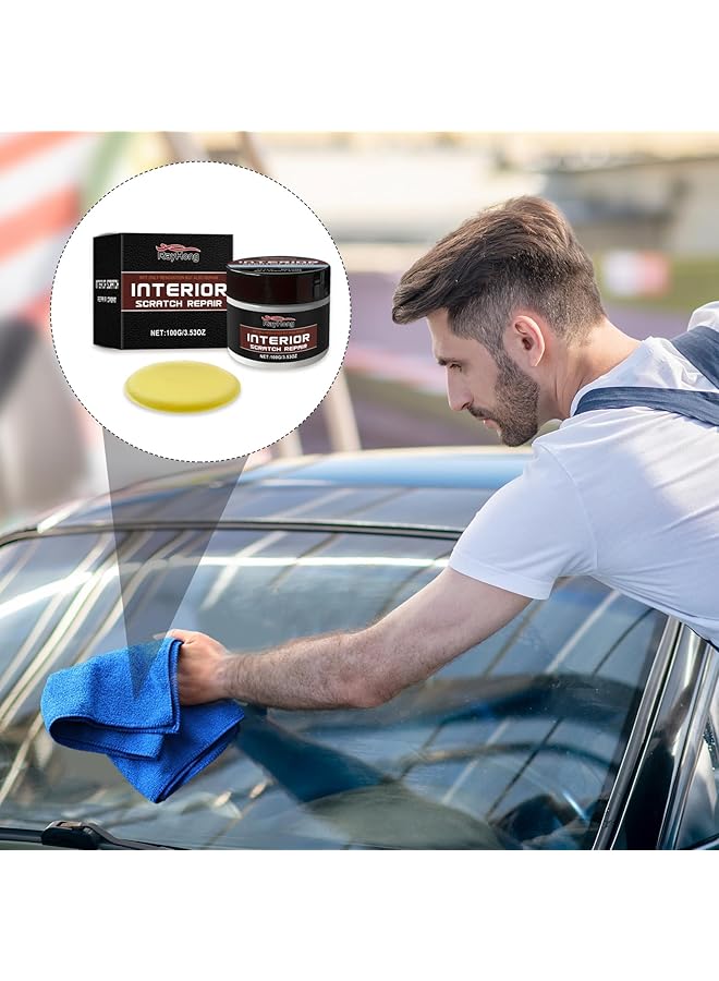 KASTWAVE Portable Dashboard Restorer & Car Interior Plastic Repair Kit – Scratch Remover Wax For Car Trim Restoration, Includes Sponge & Wash Towel, Suitable For All Vehicles, 100G  - Image 2
