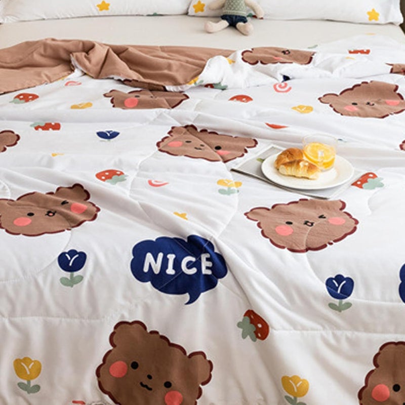 Thin Quilt, Washed Cotton Summer Comforter Cooling Comforter with AB Side Color Splicing Plump Fluffy Lightweight Bedding (200 * 230cm) - Image 4