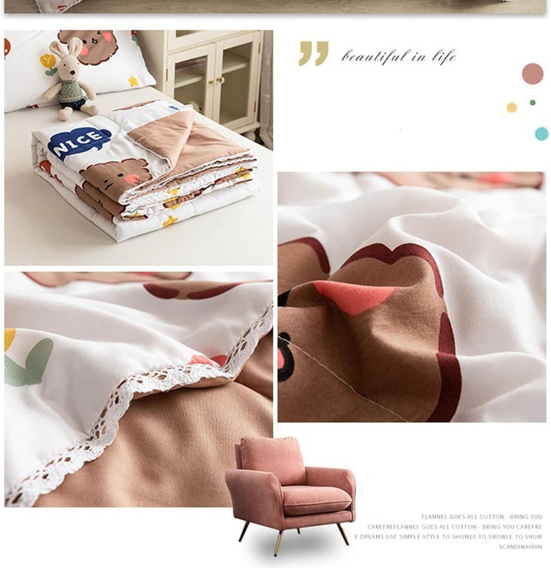 Thin Quilt, Washed Cotton Summer Comforter Cooling Comforter with AB Side Color Splicing Plump Fluffy Lightweight Bedding (200 * 230cm) - Image 2