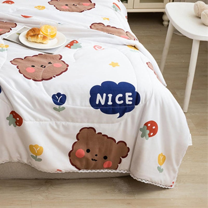 Thin Quilt, Washed Cotton Summer Comforter Cooling Comforter with AB Side Color Splicing Plump Fluffy Lightweight Bedding (200 * 230cm) - Image 5