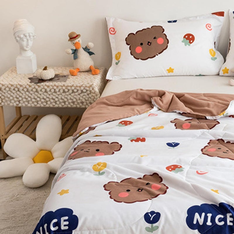 Thin Quilt, Washed Cotton Summer Comforter Cooling Comforter with AB Side Color Splicing Plump Fluffy Lightweight Bedding (200 * 230cm) - Image 3