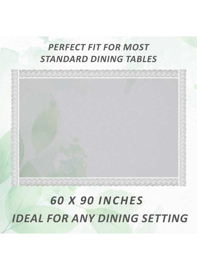 Kuber Industries - Kuber Industries Dining Table Cover 6 Seater|Table Cloth for 6 Seater Dining Table|Table Sheet For dining, Party, Events|Waterproof Table Protector|Indoor And Outdoor Use (Silver Lace) - Image 1
