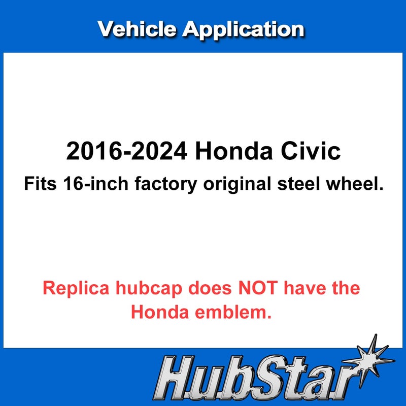 HubStar Hubcap Replacement for Honda Civic 2016-2024, 16-inch Premium Replica Silver-Charcoal Two-Tone Wheel Cover (1 Piece) - Image 5