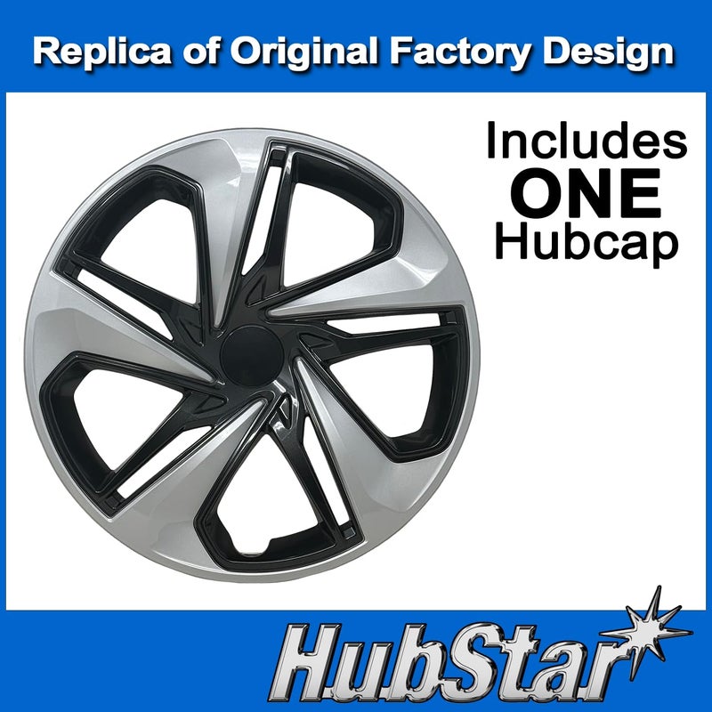 HubStar Hubcap Replacement for Honda Civic 2016-2024, 16-inch Premium Replica Silver-Charcoal Two-Tone Wheel Cover (1 Piece) - Image 2