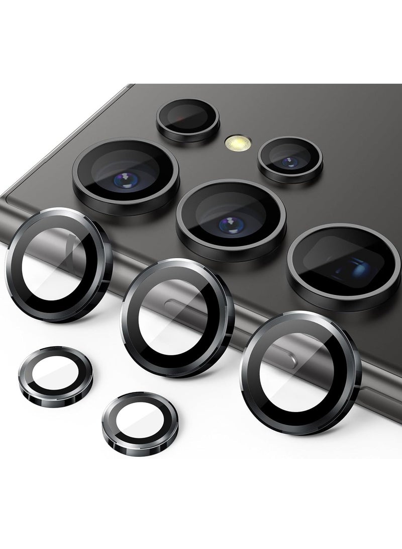 MIGOFAST Camera Lens Protector for Samsung Galaxy S24 Ultra  9H Tempered Glass Metal Individual Ring Cover  Easy Installation Tray  HD Clear  1 Set Titanium Black - Image 1