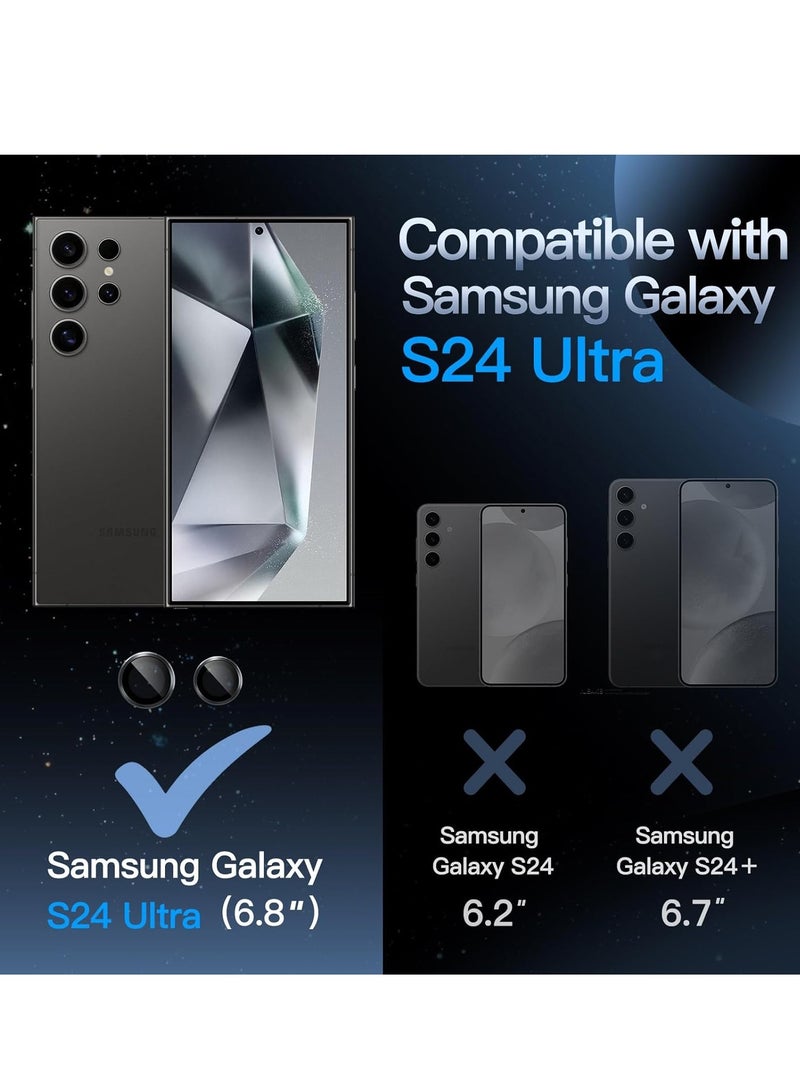 MIGOFAST Camera Lens Protector for Samsung Galaxy S24 Ultra  9H Tempered Glass Metal Individual Ring Cover  Easy Installation Tray  HD Clear  1 Set Titanium Black - Image 2