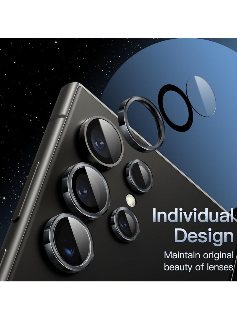 MIGOFAST Camera Lens Protector for Samsung Galaxy S24 Ultra  9H Tempered Glass Metal Individual Ring Cover  Easy Installation Tray  HD Clear  1 Set Titanium Black - Image 3