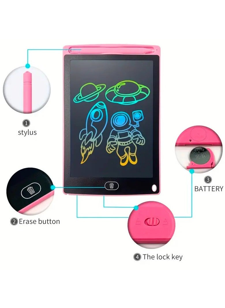 Generic - 2-Pack LCD Writing Tablet Kids 8.5 Inch Colorful Screen Doodle Pad Erasable Drawing Tablet Pink and Light Blue - Image 1