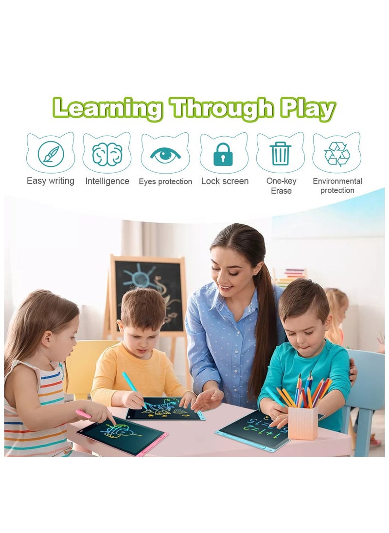 Generic - 2-Pack LCD Writing Tablet Kids 8.5 Inch Colorful Screen Doodle Pad Erasable Drawing Tablet Pink and Light Blue - Image 1