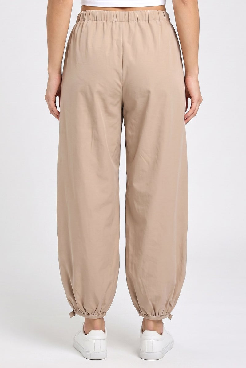 Threadbare Women Regular Fit Solid Ballon Button Jogger Pants, Stone - Image 4