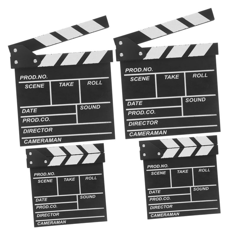 PRETYZOOM 4pcs Wooden Clapper Board Black for Movie Photography Home Decor - Image 2
