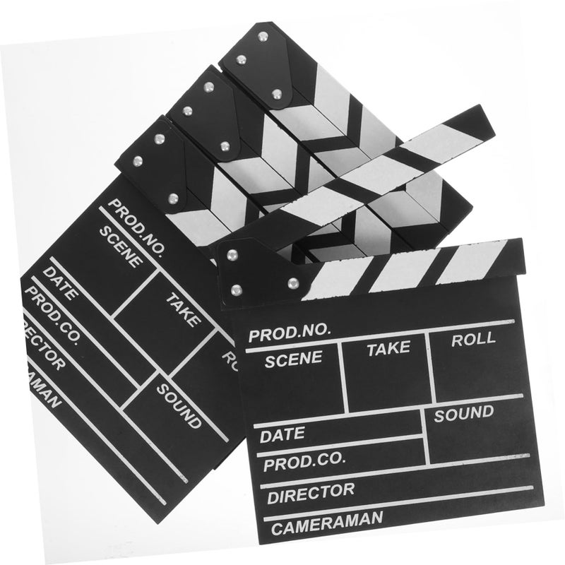 PRETYZOOM 4pcs Wooden Clapper Board Black for Movie Photography Home Decor - Image 3