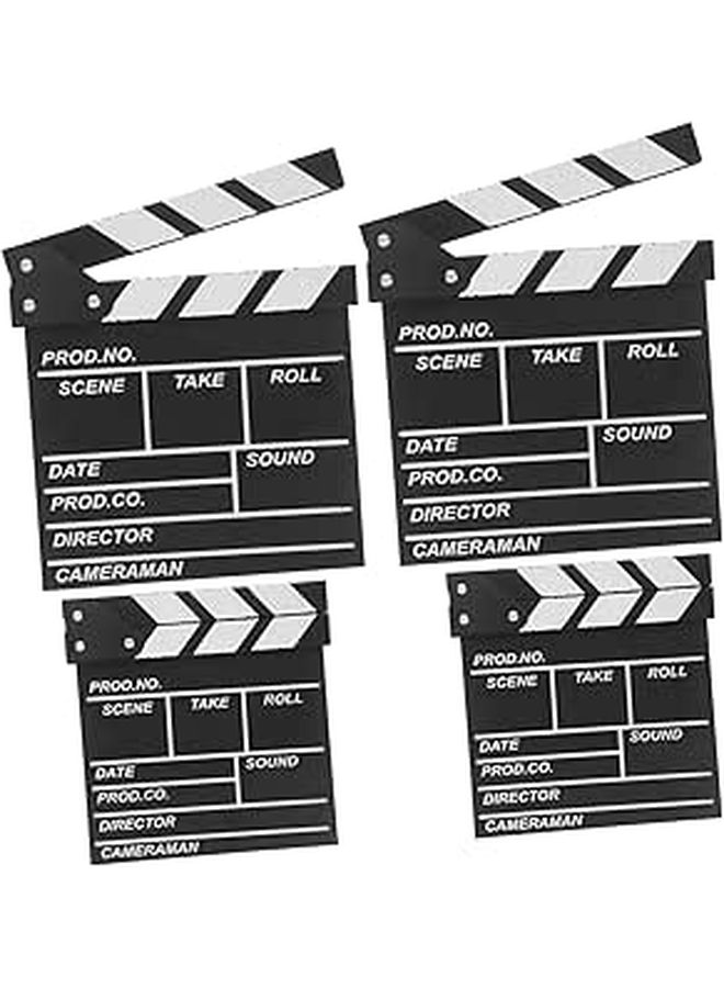 PRETYZOOM 4pcs Wooden Clapper Board Black for Movie Photography Home Decor - Image 1