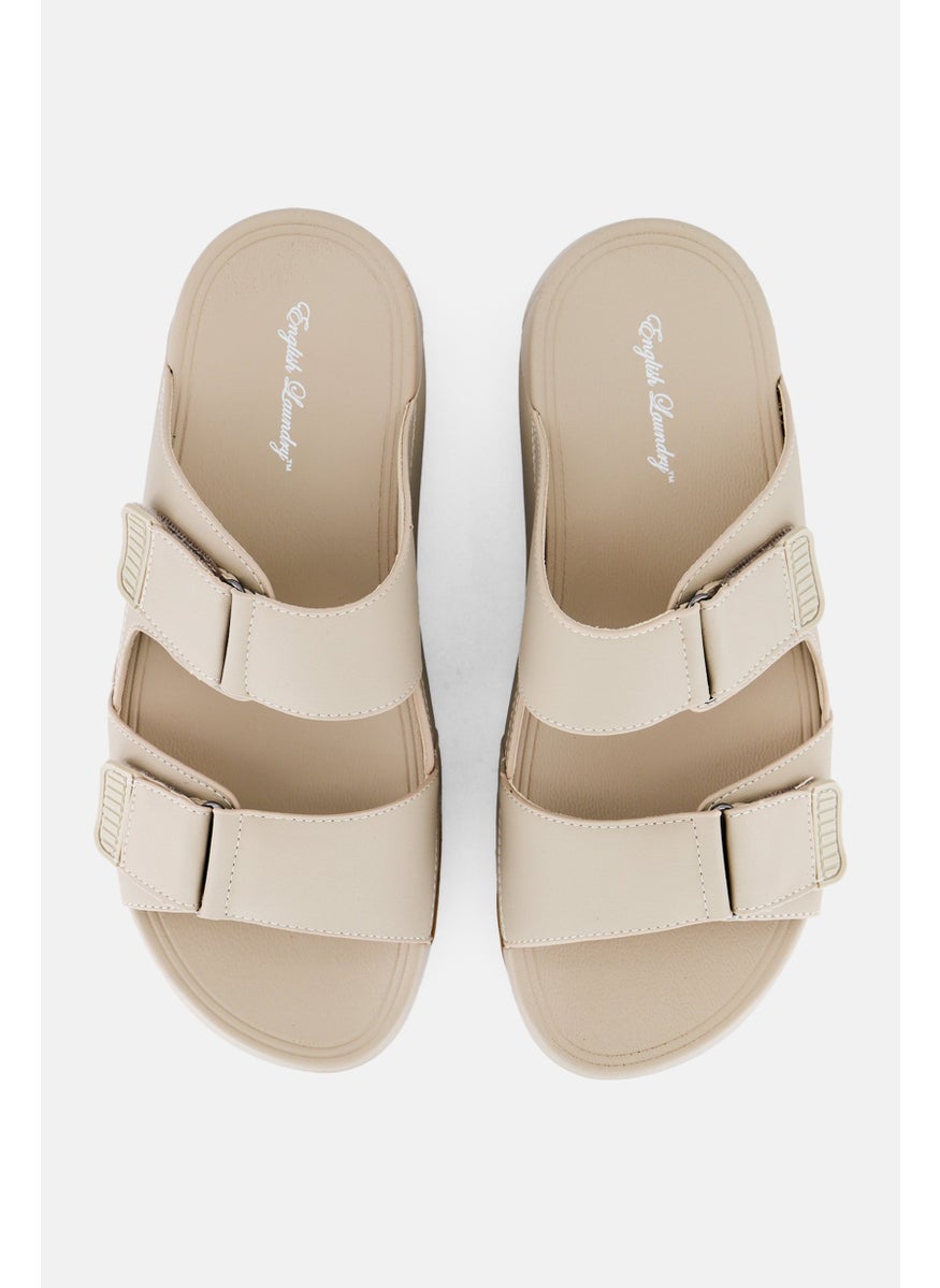 English Laundry Men 2 Strap Slip On Arabic Sandals, Beige  - Image 3