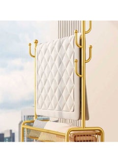 AIWANTO 2 Tier Clothing Rack with Shelves & 4 Wheels Heavy Duty Modern for Bedroom & Living Room Ideal for Hanging Clothes Storage Dryer Indoor Durable Drying Stand Easy to Assemble 171x120x32cm Gold  - Image 4
