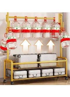 AIWANTO 2 Tier Clothing Rack with Shelves & 4 Wheels Heavy Duty Modern for Bedroom & Living Room Ideal for Hanging Clothes Storage Dryer Indoor Durable Drying Stand Easy to Assemble 171x120x32cm Gold  - Image 5